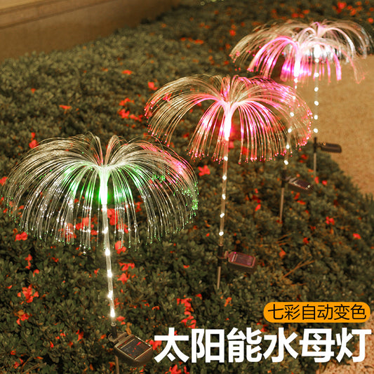 Solar fiber optic jellyfish lamp