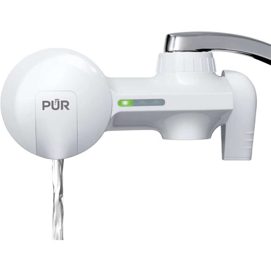 PUR faucet installed water filtration system horizontal, white, PFM150W