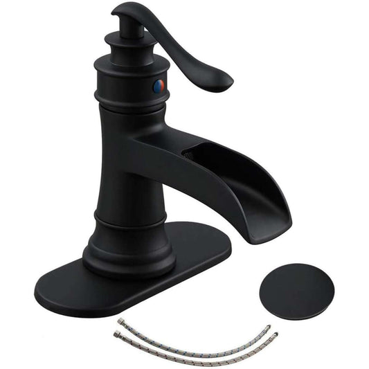 Black bathroom faucet matte waterfall sink faucet