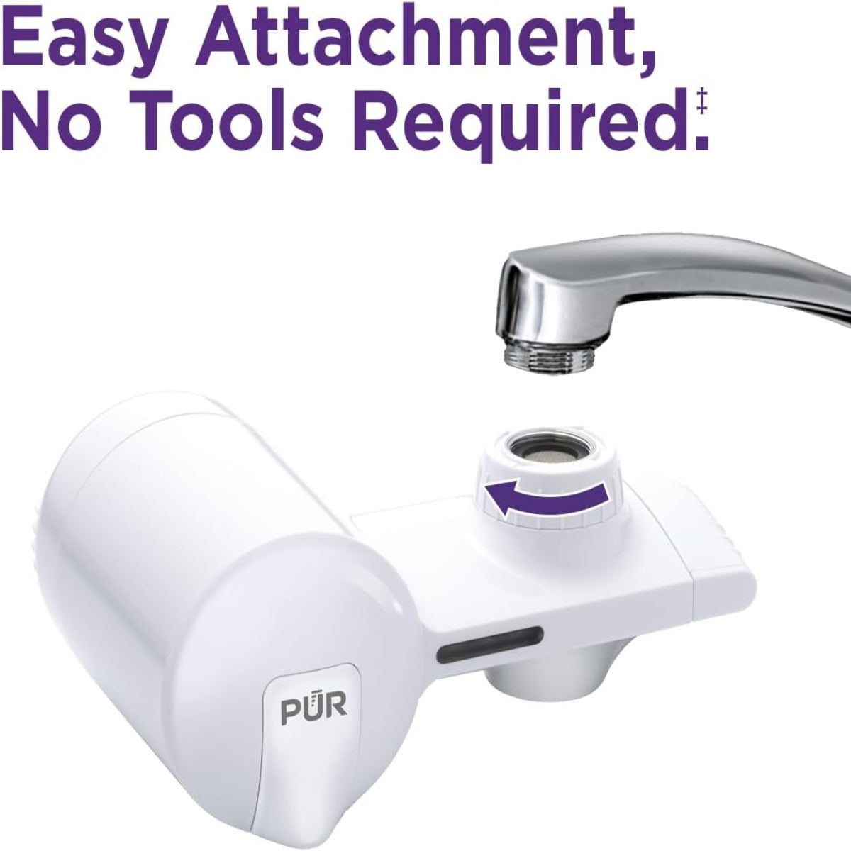 PUR faucet installed water filtration system horizontal, white, PFM150W