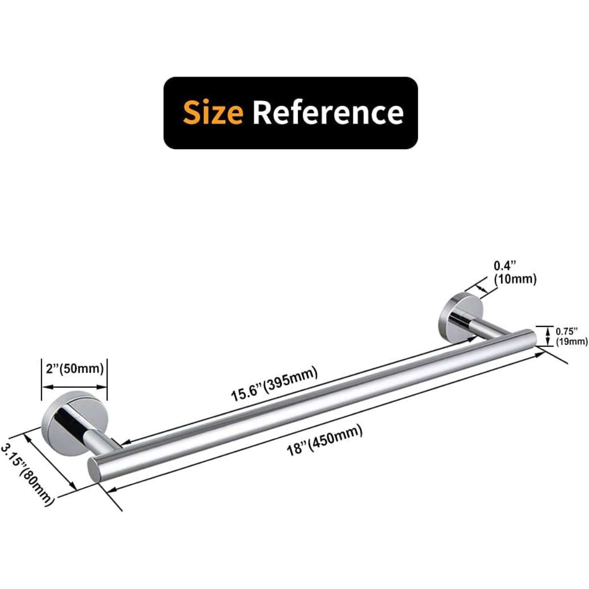 SUS 304 Stainless Steel Towel Rail 18 Inch Towel Rail