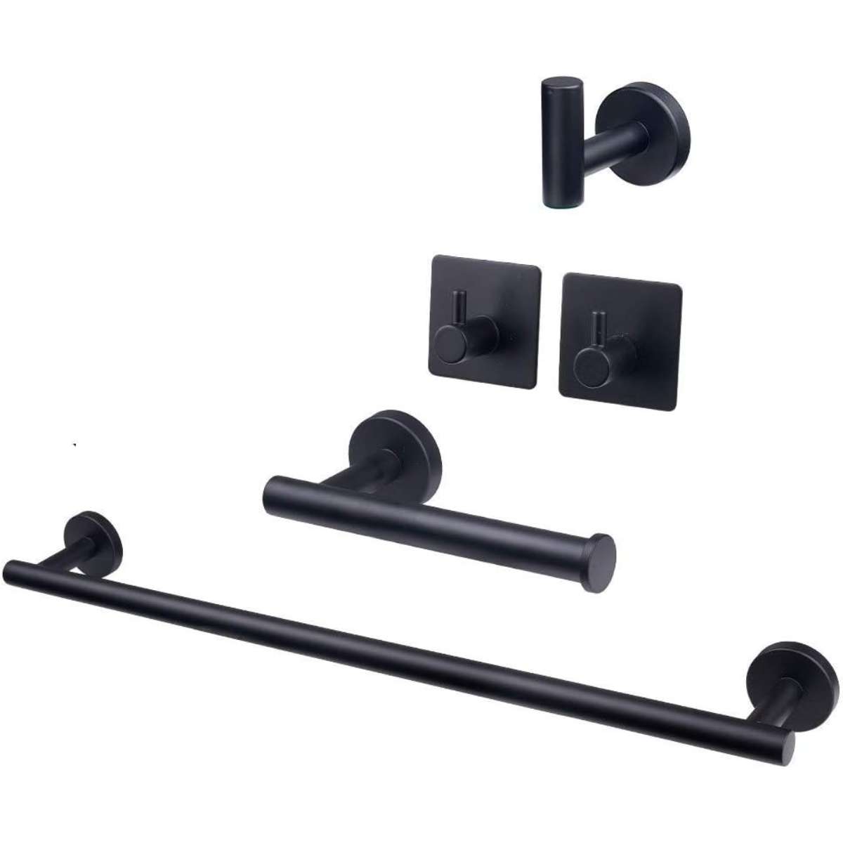 TocTen 5-Piece Bathroom Hardware Set (Matte Black, 16")