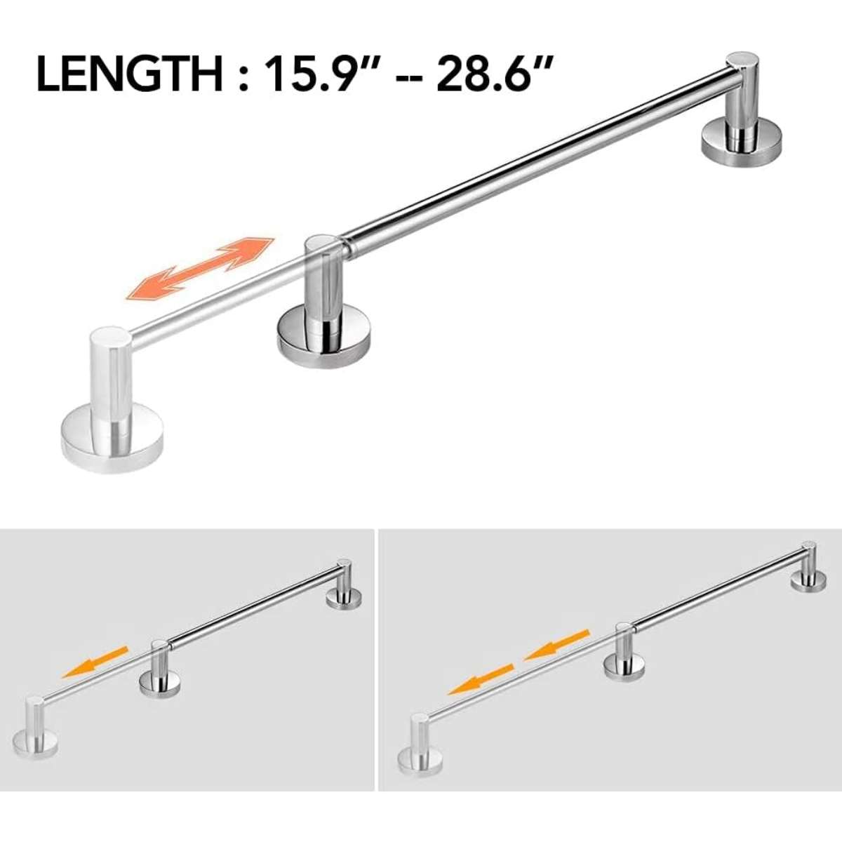 BESy adjustable 15.9 to 28.6 inch single towel bar rack