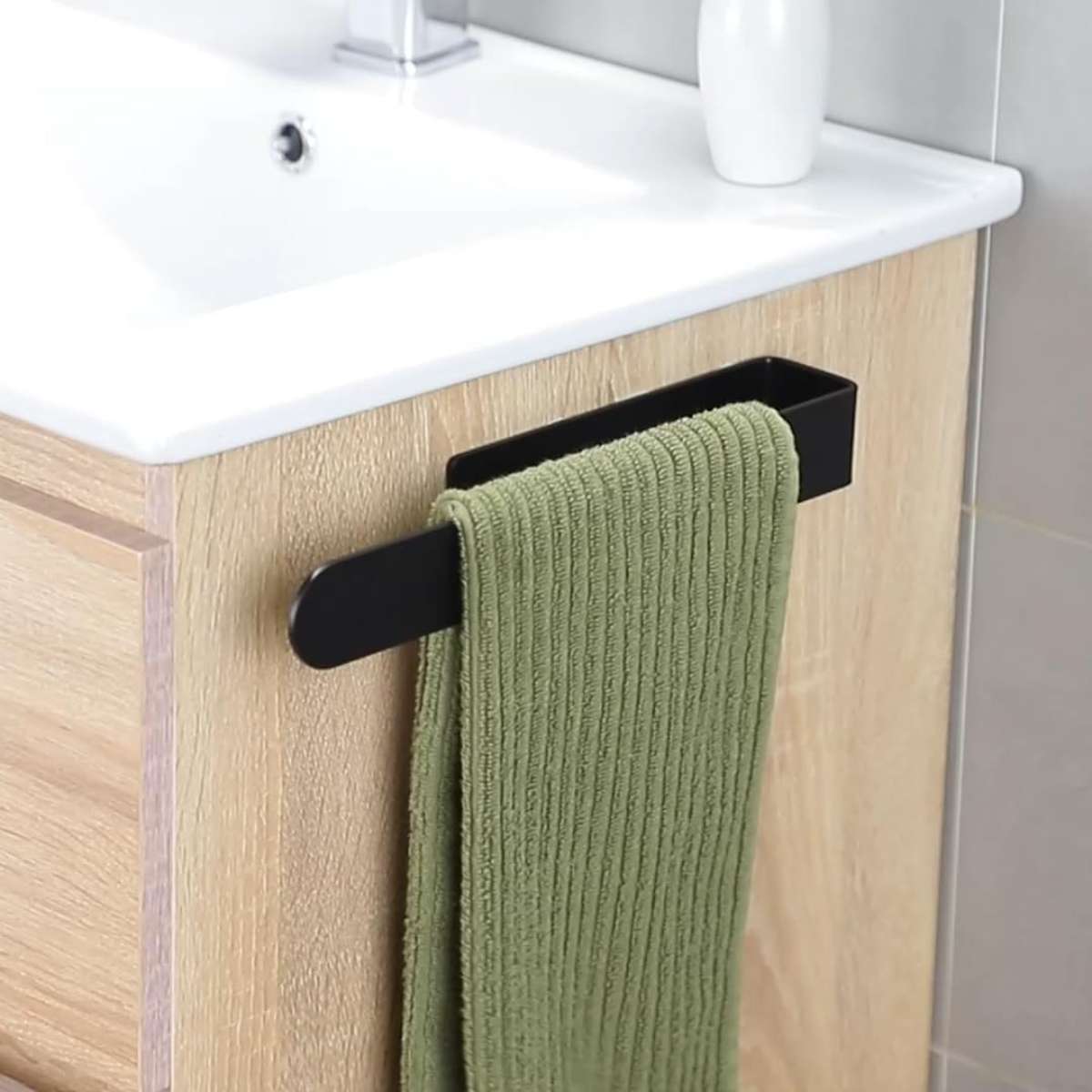 Taozun Self-Adhesive Towel Rails - Bathroom towel rails, brushed black