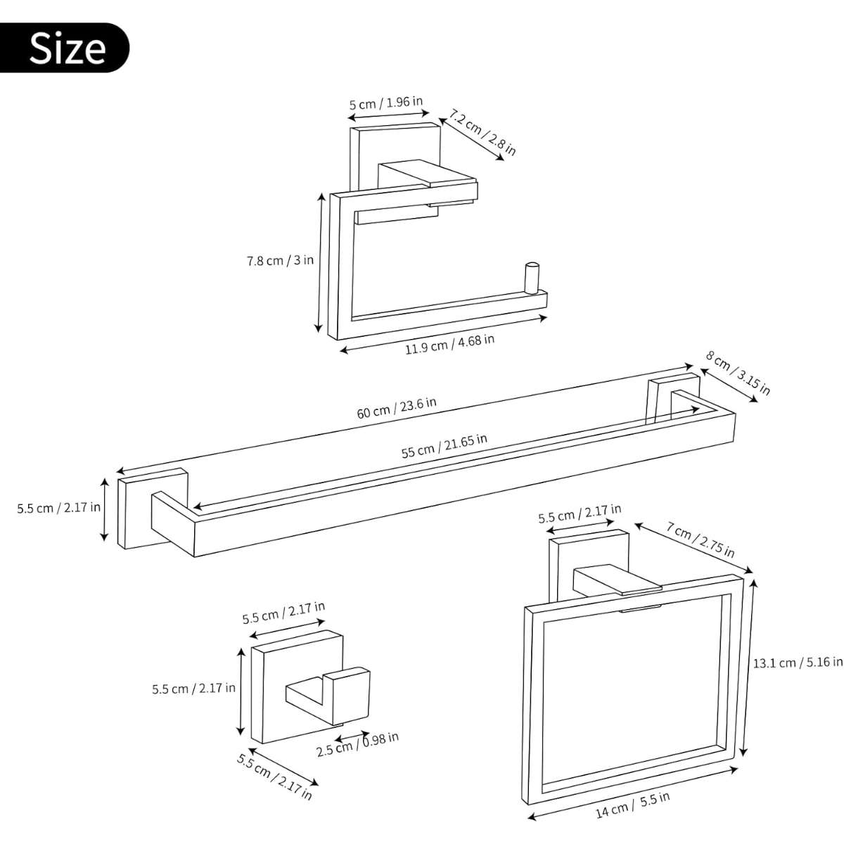 YACVCL 5-Piece Bathroom Hardware Accessories Set