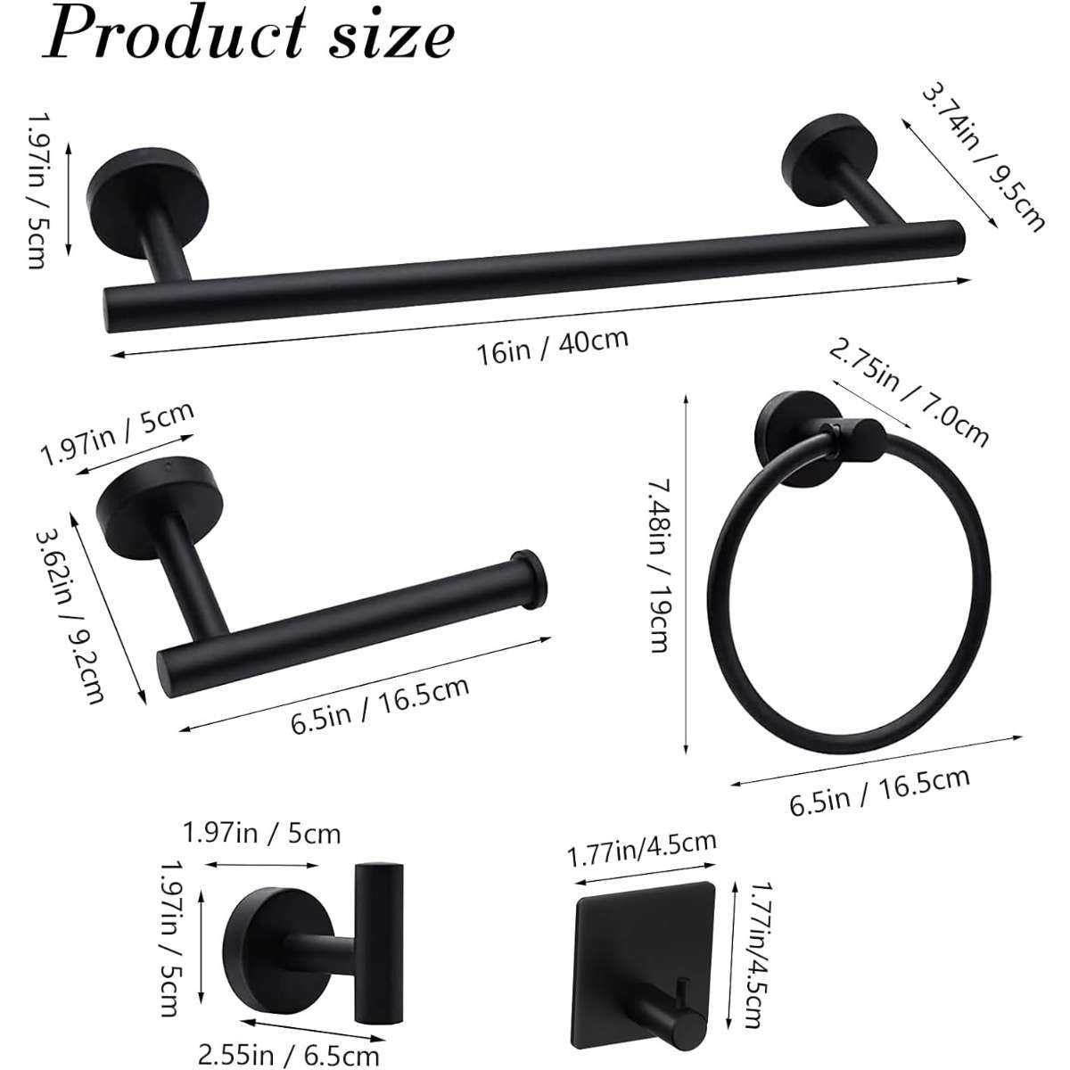 14-piece matte black bathroom accessories set