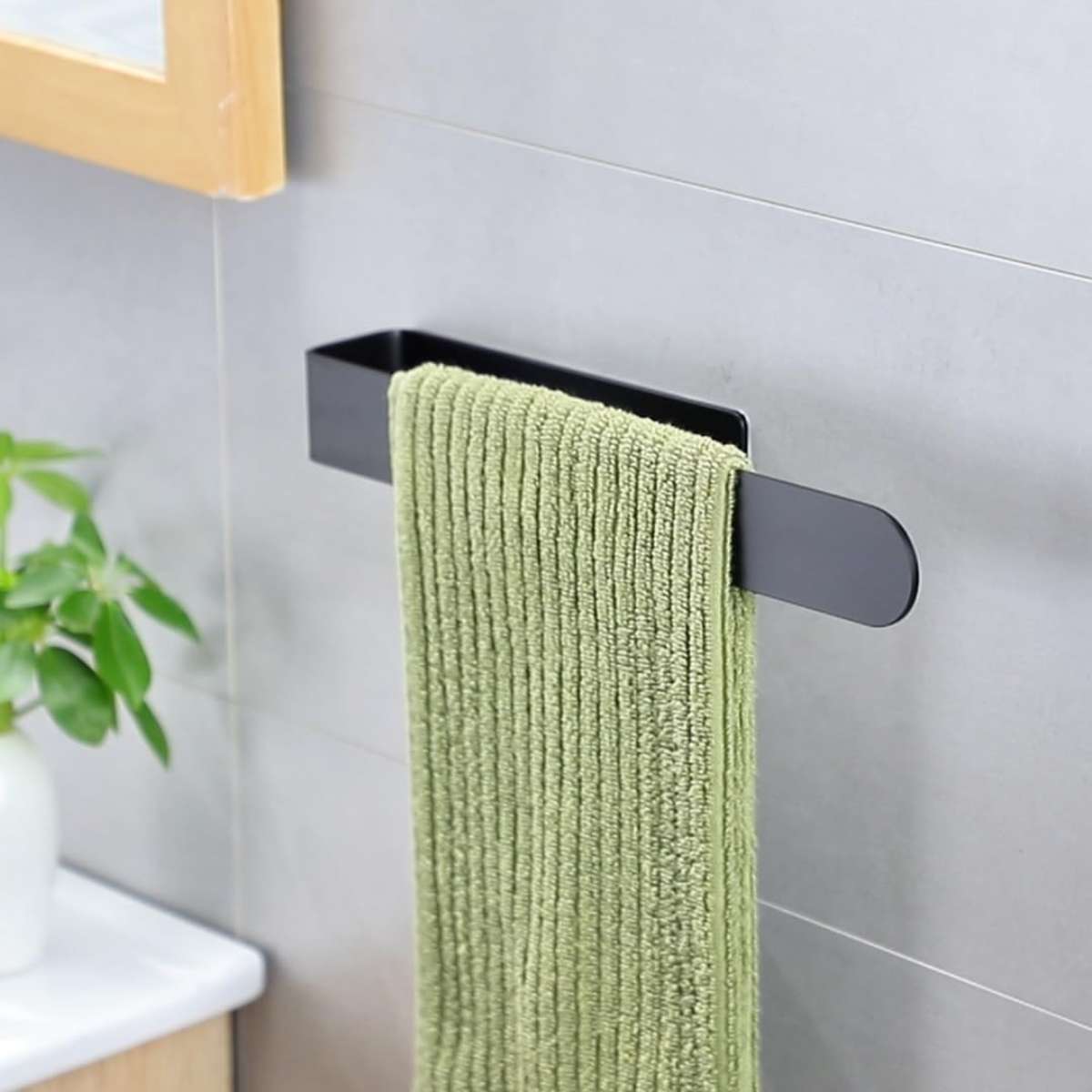 Taozun Self-Adhesive Towel Rails - Bathroom towel rails, brushed black