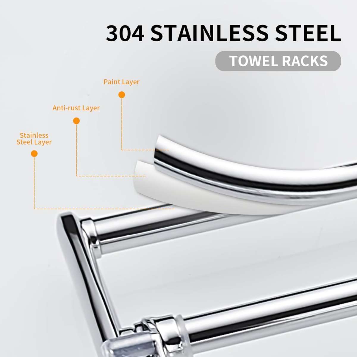 BESy 24-inch polished chrome towel rail