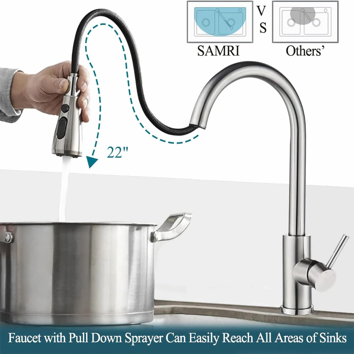 Kitchen faucet with pull-down sprayer