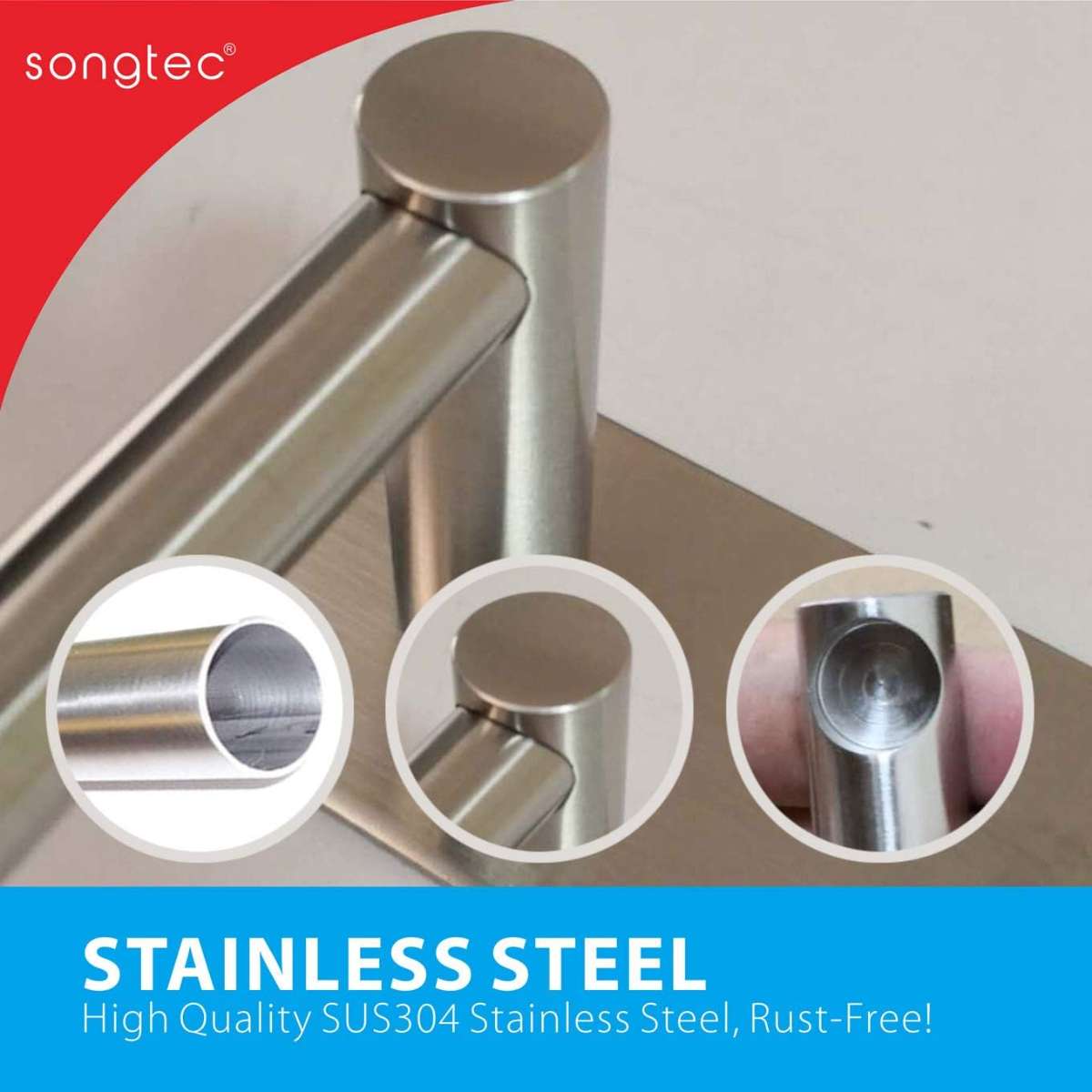 Songtec Bathroom Towel Rail 16" - Brushed Nickel