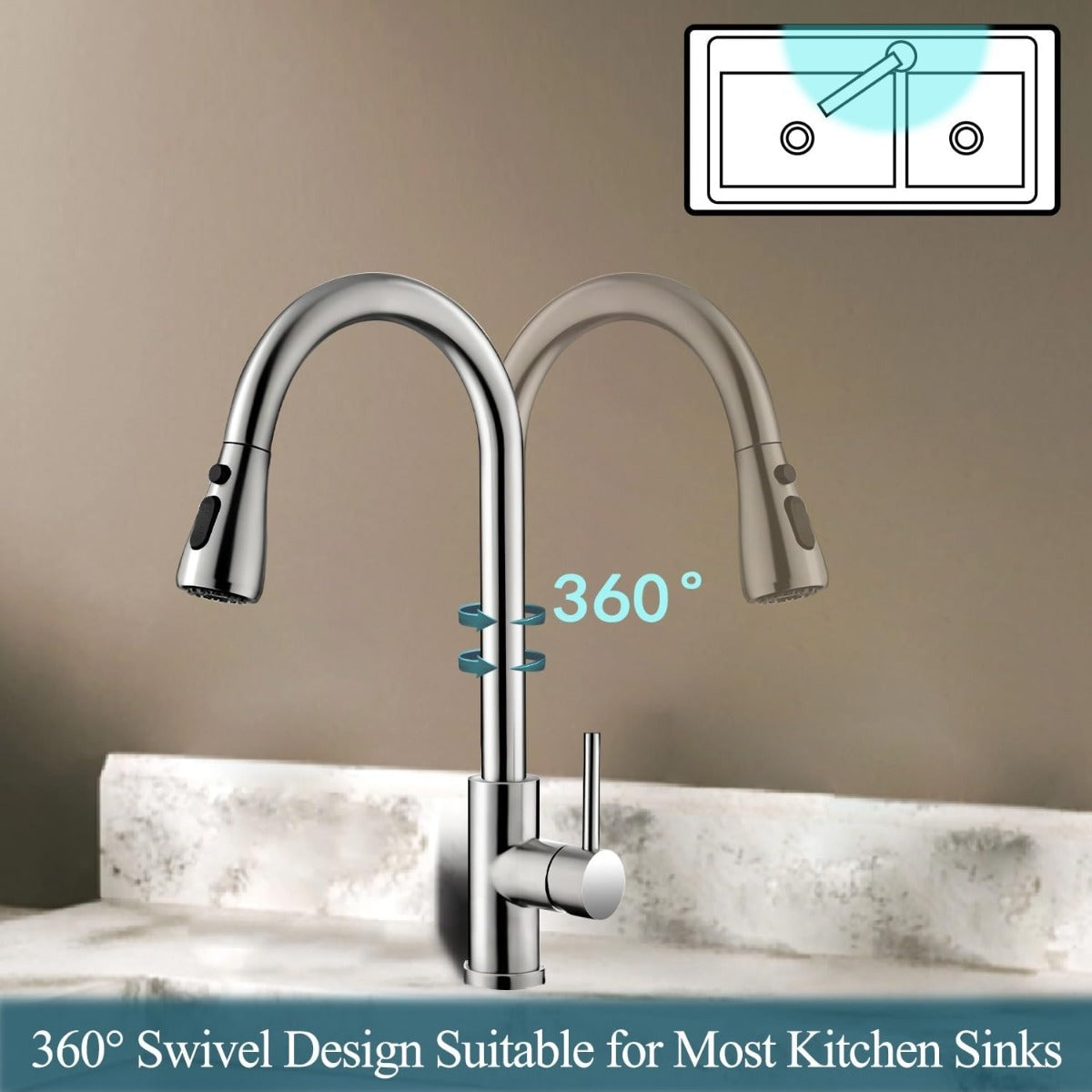 Kitchen faucet with pull-down sprayer