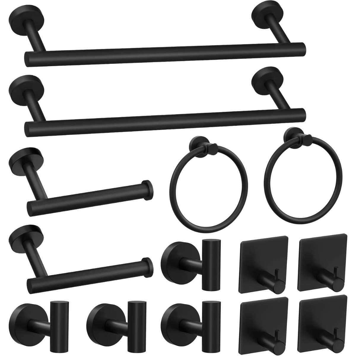 14-piece matte black bathroom accessories set