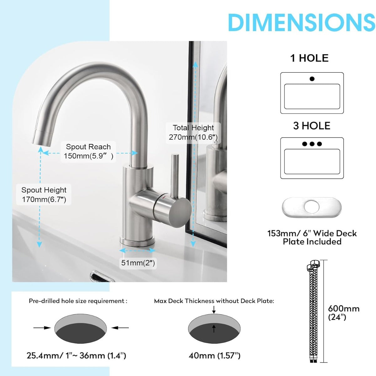 Single hole stainless steel brushed nickel pre-wet mini faucet