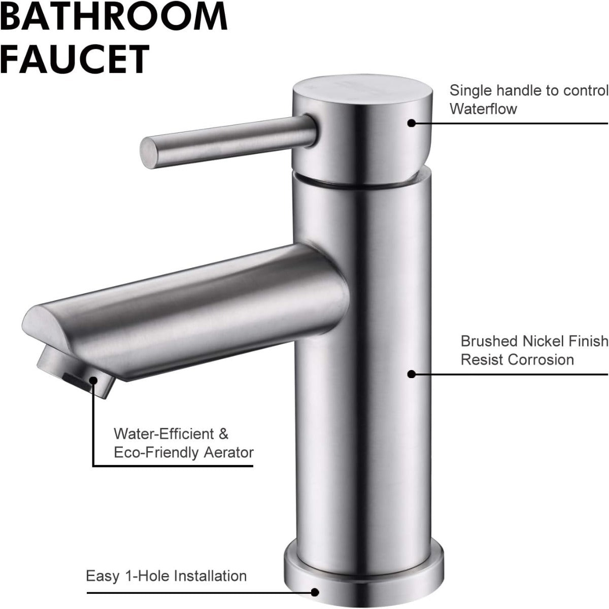 Single-hole bathroom faucet does not include 1.2GPM