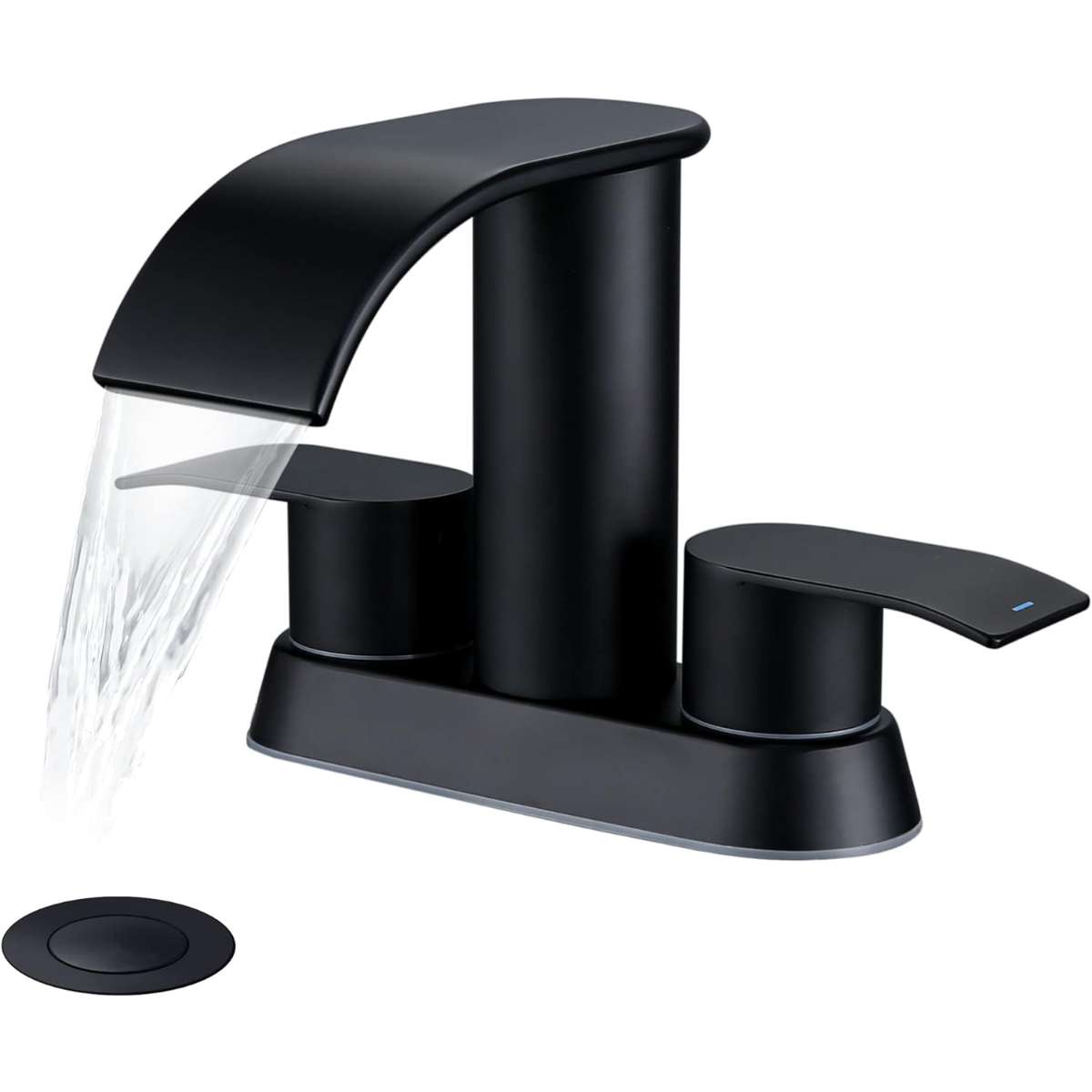 Waterfall bathroom sink faucet matte black