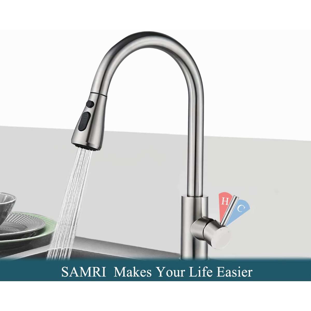 Kitchen faucet with pull-down sprayer