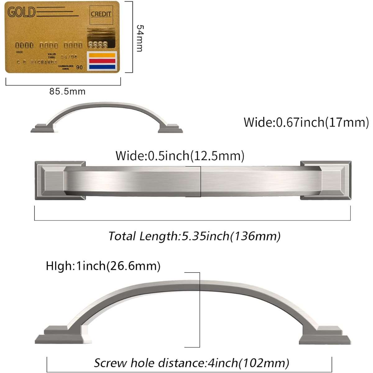 Amerdeco 10-Pack Brushed Satin Nickel Cabinet Pull