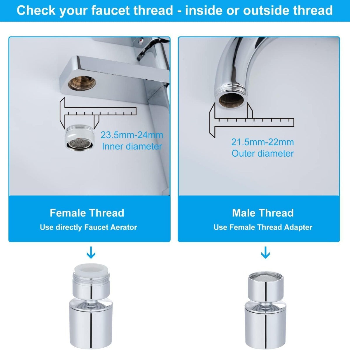 Faucet aerator and faucet replacement parts 55/64