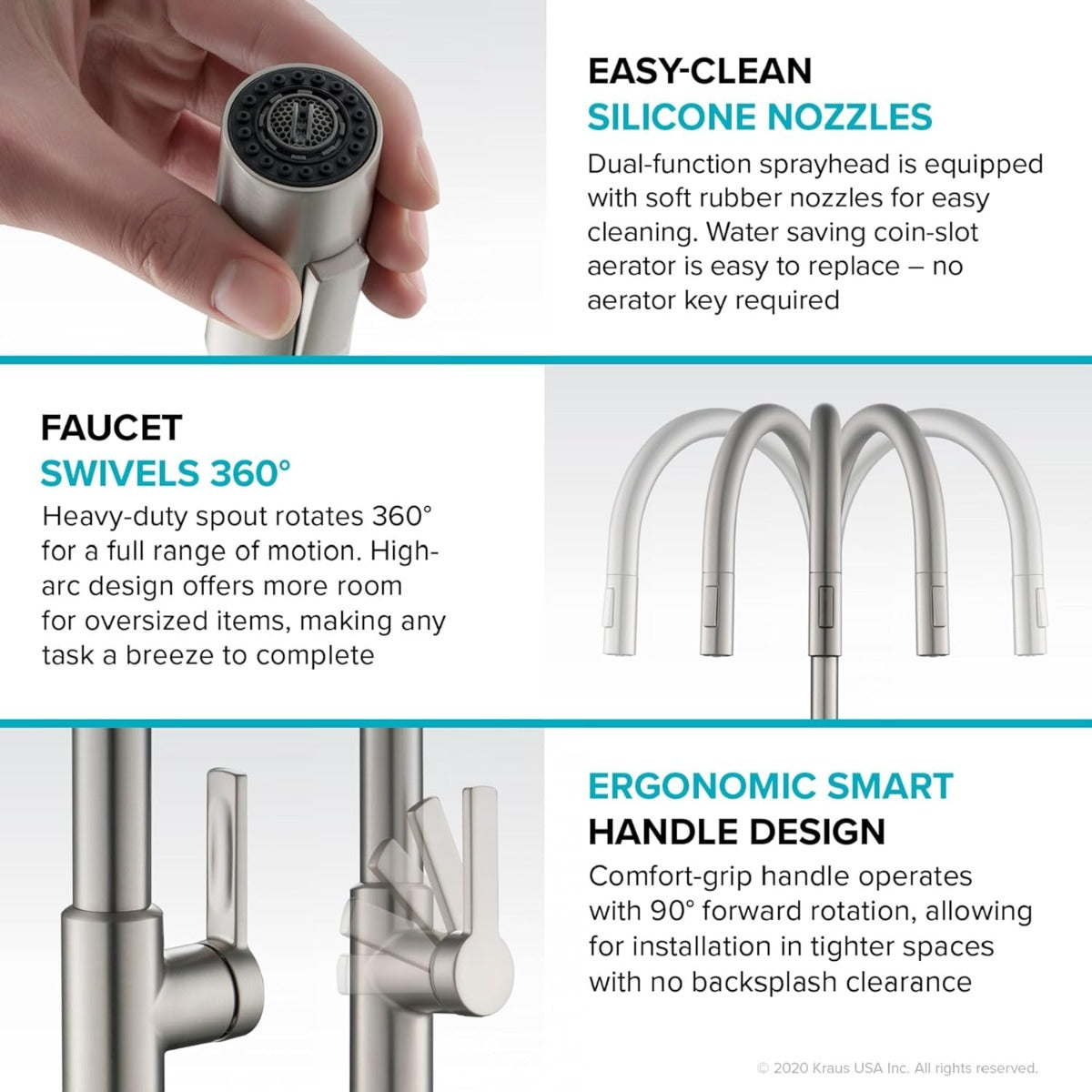 Kraus KPF-2820BB Oletto pulls his hand on the kitchen faucet