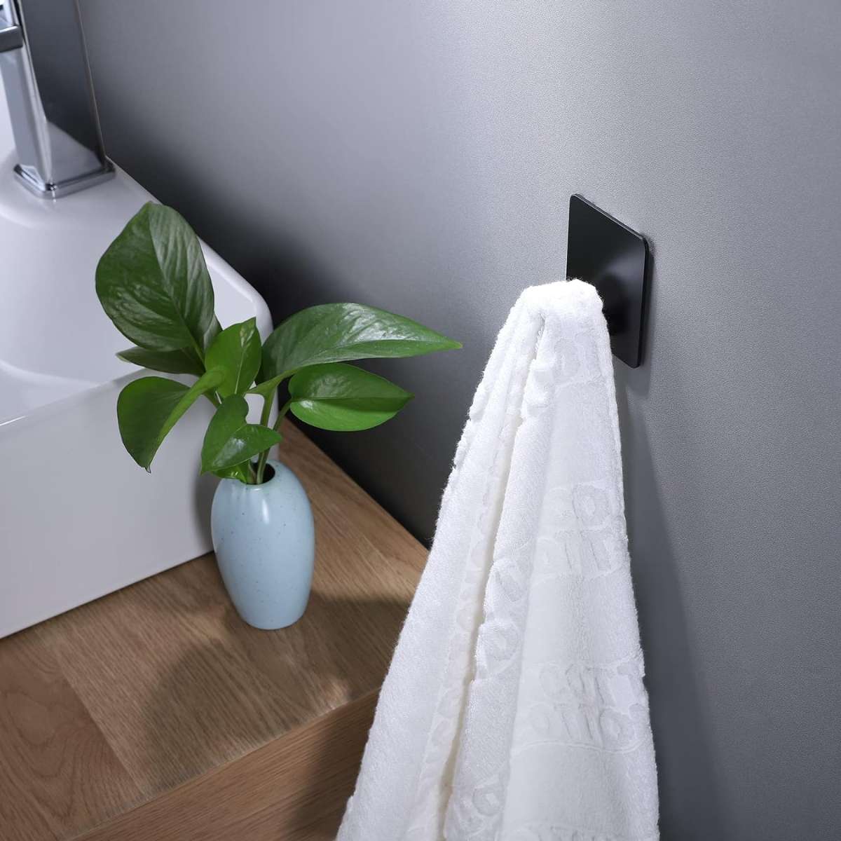 DELITON adhesive hook (matte black, stainless steel)