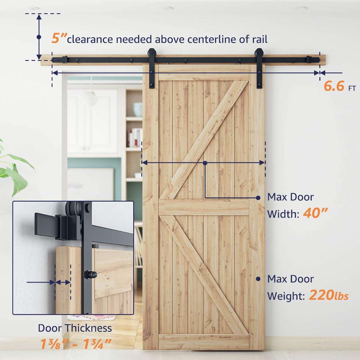 SMARTSTANDARD 6.6 FT BARN DOOR