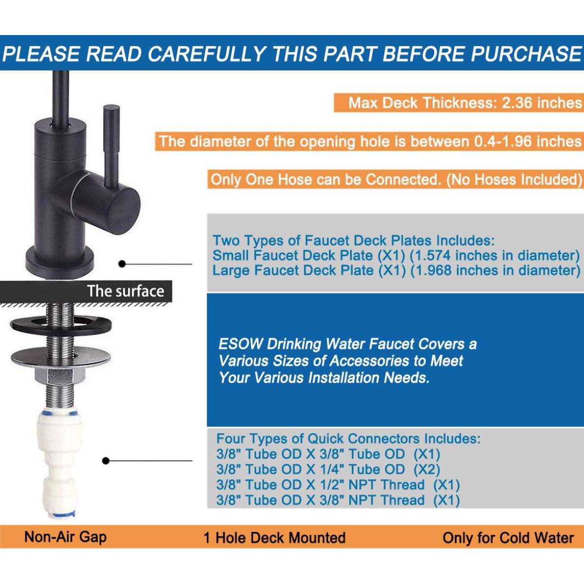 ESOW Kitchen Water Filter Faucet