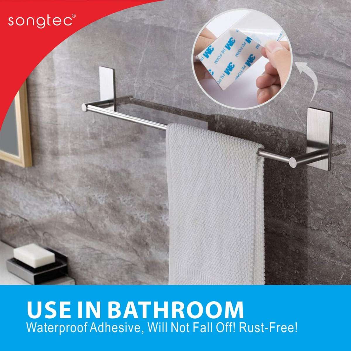 Songtec Bathroom Towel Rail 16" - Brushed Nickel