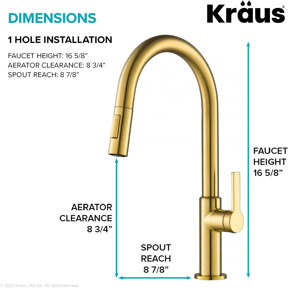 Kraus KPF-2820BB Oletto pulls his hand on the kitchen faucet