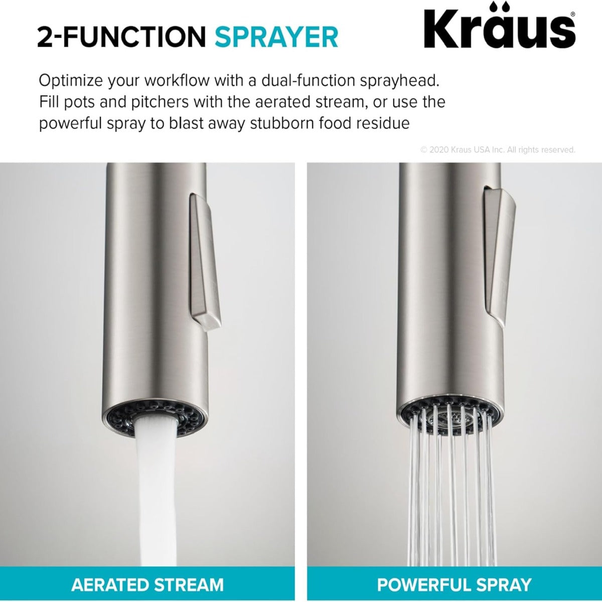 Kraus KPF-2820BB Oletto pulls his hand on the kitchen faucet