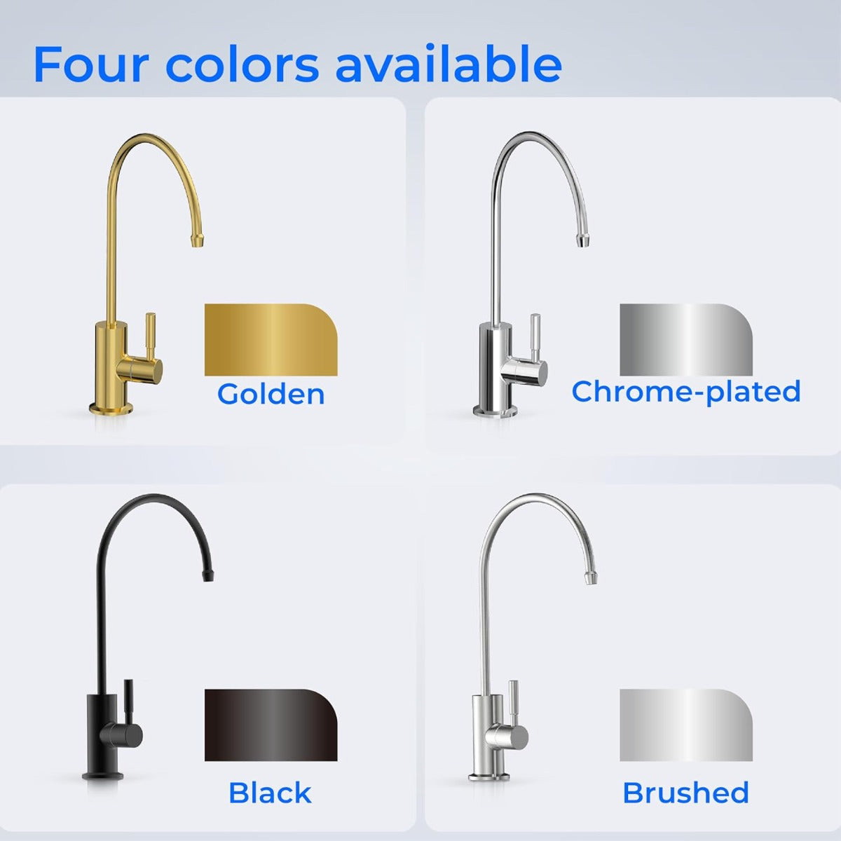 Various faucets stainless steel, lead-free