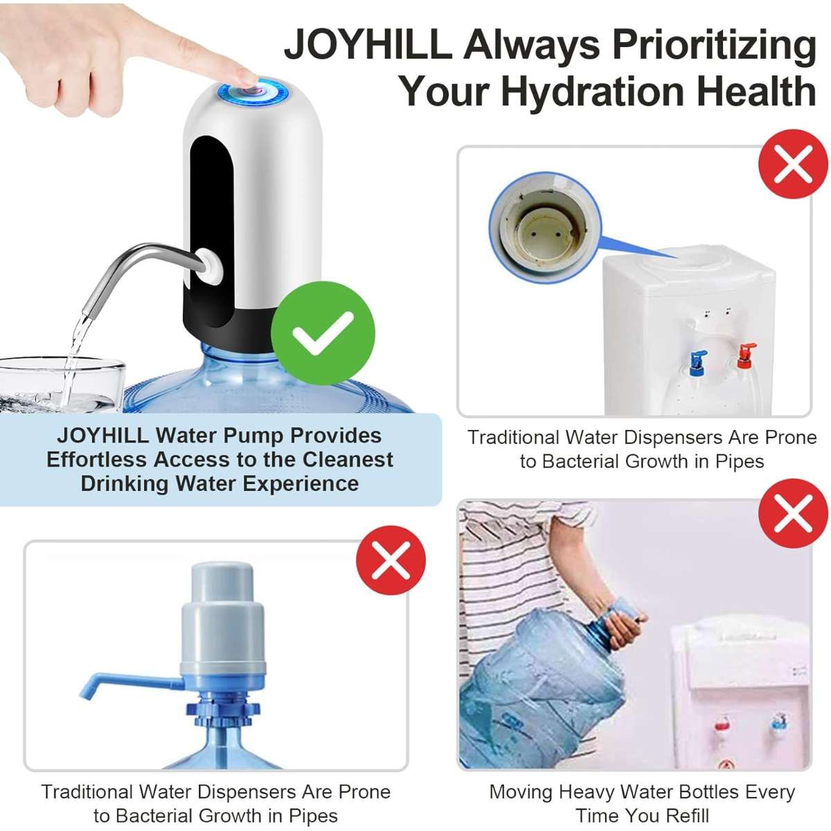 JOYHILL 5 gallon rechargeable portable water dispenser