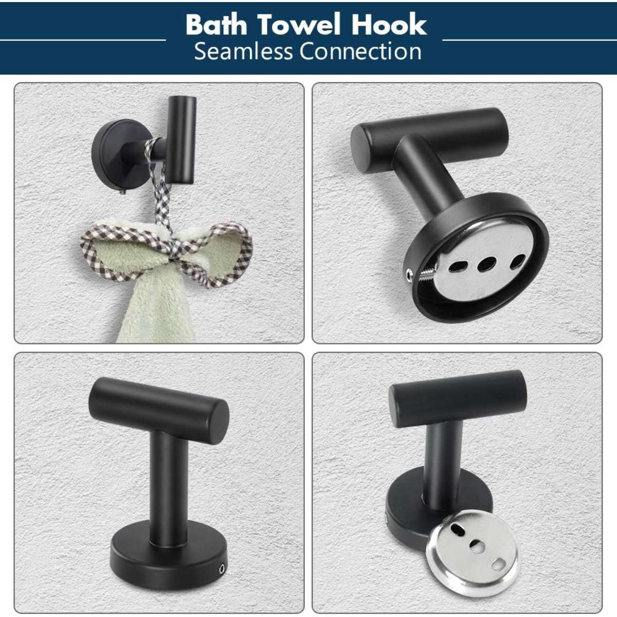 TocTen 5-Piece Bathroom Hardware Set (Matte Black, 16")