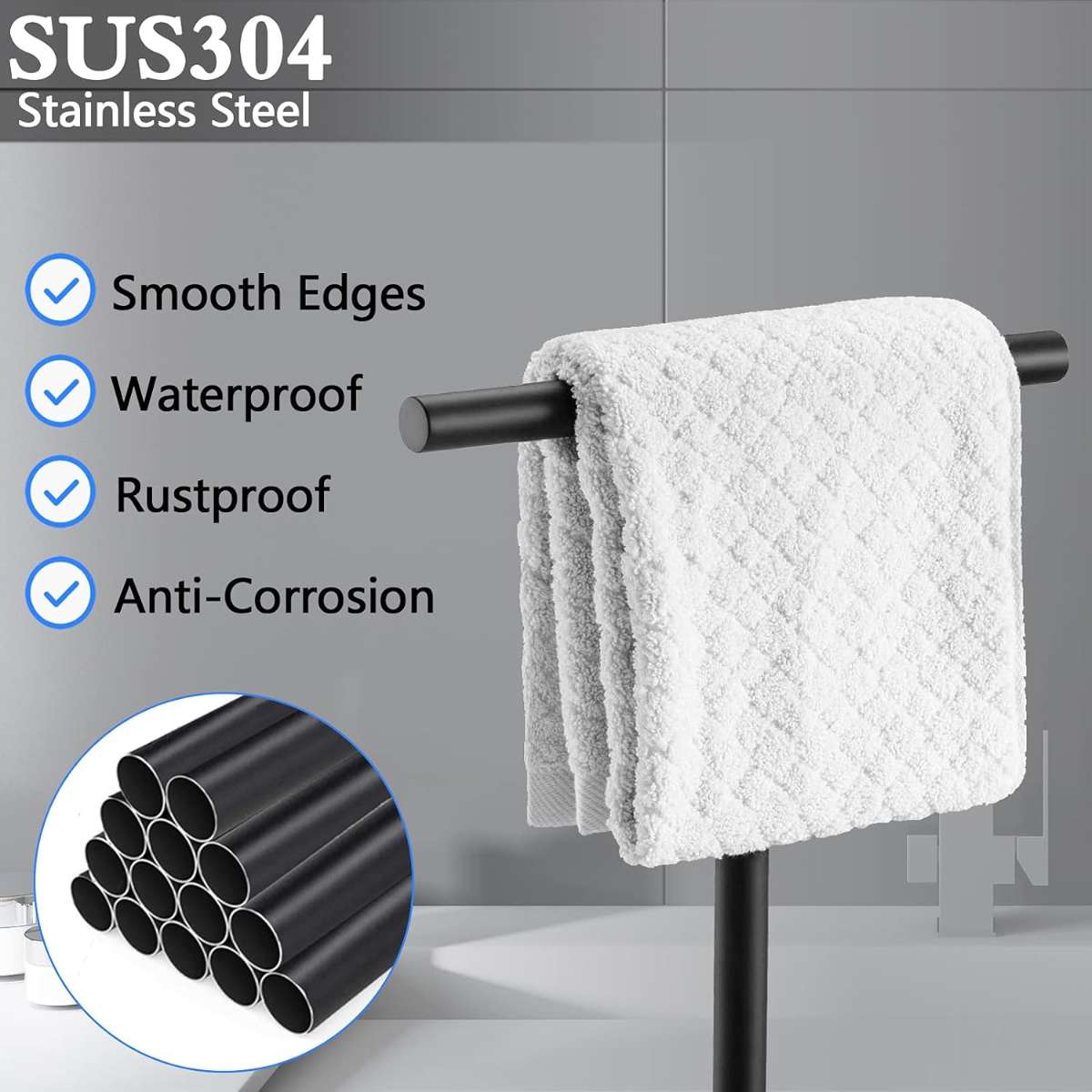 1-pack bathtub hand towel holder stand-up