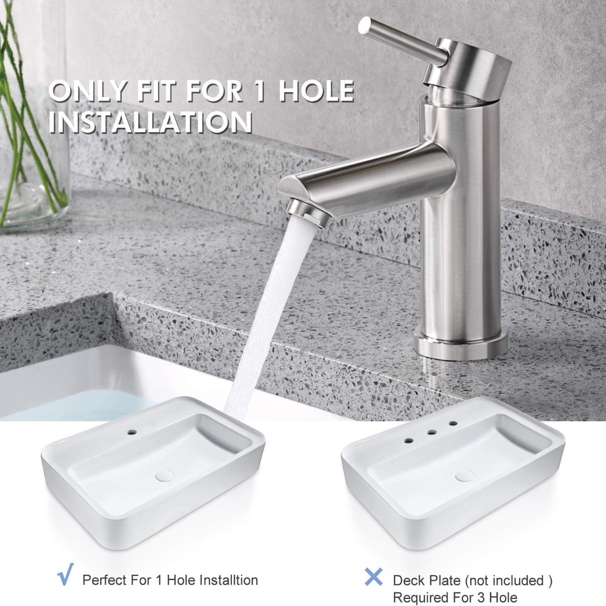 Single-hole bathroom faucet does not include 1.2GPM