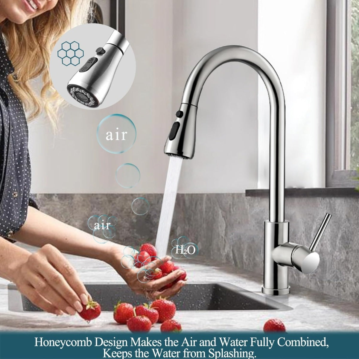 Kitchen faucet with pull-down sprayer