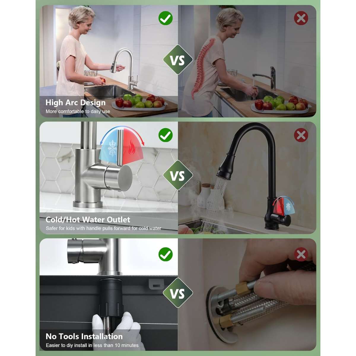 VFAUOSIT kitchen faucet with pull-down sprayer