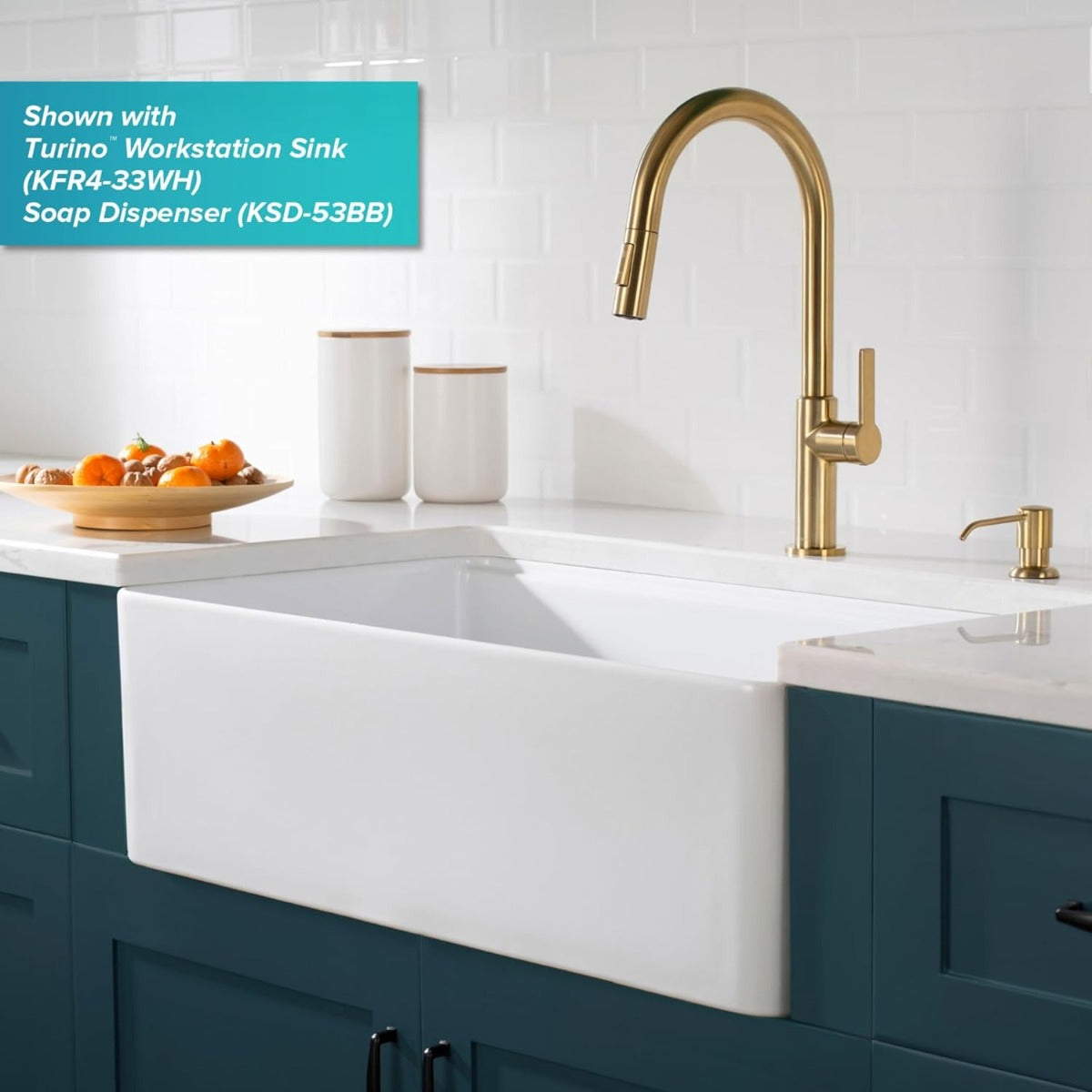 Kraus KPF-2820BB Oletto pulls his hand on the kitchen faucet