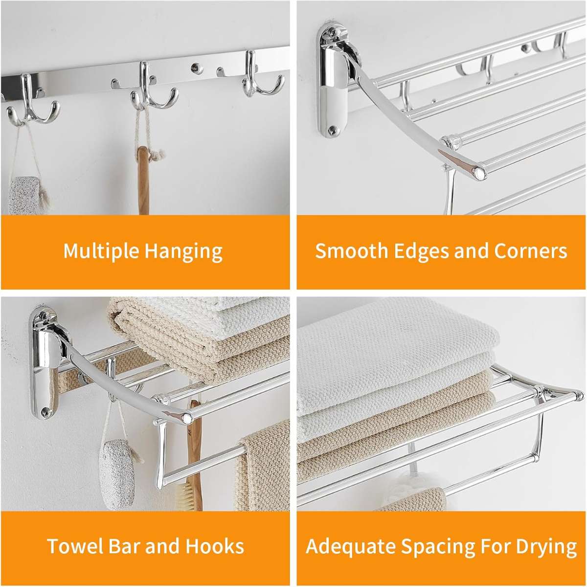 BESy 24-inch polished chrome towel rail