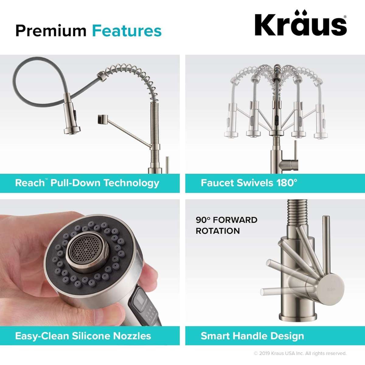 Kraus KPF-1610SFS Bolden 18-inch commercial multi-functional kitchen faucet